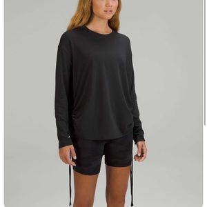 Lululemon Pima Cotton Side-Cinch Long Sleeve Shirt Size 8 Black